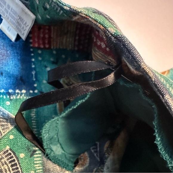 Vtg 80s 90s Liz Claiborne Button Front Batik Dress 100% Linen - Picture 5 of 8